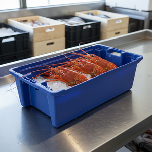 Boîtes de manutention en plastique empilables robustes, grandes caisses de rangement durables, bacs à <span class=keywords><strong>poisson</strong></span>, boîte solide en PP durable - Product Image 1