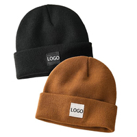 Gorro de punto de doble capa con logotipo personalizado para bebé, gorros gruesos cálidos de invierno, gorros diarios con puños para niños, gorro de reloj, cuidado del cabello multiusos