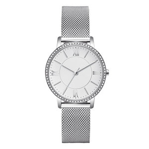 Montre décontractée pour <span class=keywords><strong>femme</strong></span> en acier inoxydable à quartz japonais et bracelet en maille avec cristaux sur la <span class=keywords><strong>lunette</strong></span> - Product Image 3