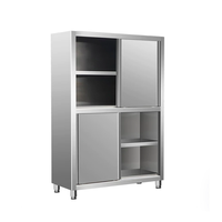Armoire de rangement verticale en acier inoxydable commercial à 4 portes solides, armoire de cuisine avec étagères réglables pour hôtel, restaurant