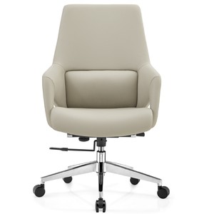 Silla de Oficina Ejecutiva Contemporánea de Alta Calidad, Respaldo Alto, Cuero PU Ergonómico, Giratoria, Altura Ajustable, Patas de Aluminio - Product Image 1