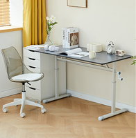 Table de jeu réglable en hauteur à manivelle, bureau d'étude blanc pour étudiants, vente en gros d'usine