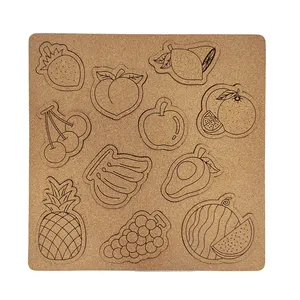 Montessori puzzles Laser cut sea animals fruit vegetable puzzle custom cork puzzle for children