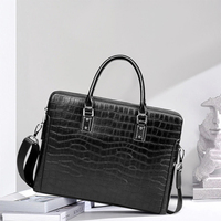 Vente en gros d'usine de porte-documents de luxe antivol pour ordinateur portable couleur noire avocat pour hommes sac à main motif crocodile pour homme pour voyage d'affaires