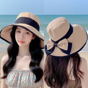 Chapeau <span class=keywords><strong>de</strong></span> soleil d'été pour femme à rayures brodées, protection UV, large bord, respirant, réglable, pour voyage, <span class=keywords><strong>plage</strong></span> et extérieur - Product Image 2