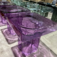 Table basse moderne et élégante de style nordique - Table d'appoint créative en verre pour salon - Table basse en verre transparente très tendance