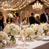 Flûte à pied long en cristal soufflé à la main sans plomb Lanques, 8,5 oz, transparente, lavable au lave-vaisselle, de luxe, avec logo personnalisé, forme angulaire et plate