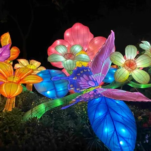 Chinese Outdoor Festival Lanterns With Led Flower Lanterns Show Art