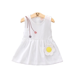 Productos Más Vendidos, Ropa Infantil con Estampado de Flores, Vestido Casual sin Mangas para Niña, Bonito Vestido Blanco con Estampado de Sol - Product Image 1