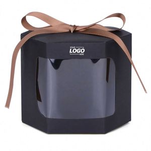 Hexagonal Gift <b>Boxes</b> with Display Windows, Premium Paper <b>Boxes</b> with Lids for Crafting, <b>Cakes</b>, Candy for <b>Wedding</b> Party - Product Image 2