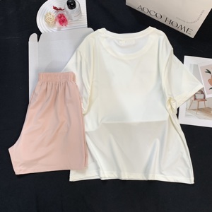 <span class=keywords><strong>Camicia</strong></span> <span class=keywords><strong>da</strong></span> <span class=keywords><strong>notte</strong></span> estiva <span class=keywords><strong>da</strong></span> donna, pantaloncini sottili a <span class=keywords><strong>maniche</strong></span> <span class=keywords><strong>corte</strong></span> con girocollo, dolce e grazioso pigiama estivo Set due pezzi - Product Image 2