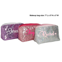 Pochette de maquillage de soirée à paillettes pour femmes en gros Sac à main de voyage pour la beauté Sac à cosmétiques à paillettes