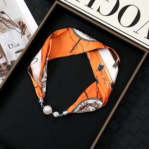 57*13 सेमी मोती स्टड डायमंड चुंबकीय क्लैस्प स्कारफ विंटेज पतली लंबी पट्टी स्कार्फ स्वयं सक्शन बकल स्कारफ गौण - Product Image 6