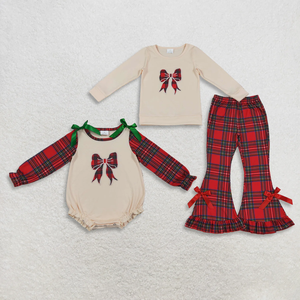 เสื้อผ้าเด็กผู้หญิงแขนยาวปักลายสก๊อตโบว์เสื้อผ้าคริสต์มาส - Product Image 3