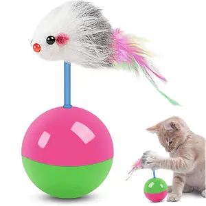เมาส์ตลกพร้อมแก้วขนนกตุ๊กตาแมวแก้วเมาส์ของเล่นแมวไม่ใช้งานทีเซอร์ของเล่นพื้นดินทีเซอร์ของเล่นแมว