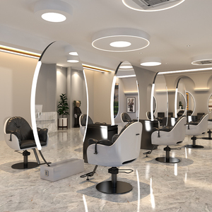 Miroir mural ovale LED à cadre doré pour salon <span class=keywords><strong>de</strong></span> coiffure, barbier, salon <span class=keywords><strong>de</strong></span> beauté, hôtel, projet, vente en gros, OEM, ODM, sur mesure - Product Image 6