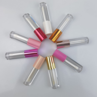 En stock, nouveau flacon vide en forme de cœur de 5 ml, grand applicateur, tubes transparents pour gloss à lèvres, emballage cosmétique, tubes pour gloss à lèvres