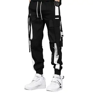 Men'S Color Patchwork Trackpants Hip Hop Joggers Streetwear INS Style Urban Clothing Strips Cargo Pants Ropa Urbana Hip Hop