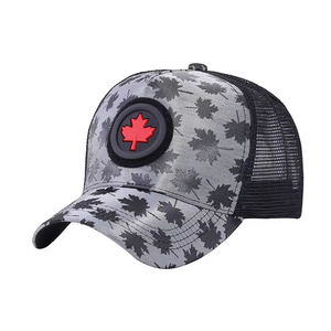 Gorra de béisbol de algodón de malla transpirable con logotipo de Pvc de goma de hoja de arce de Canadá personalizada, gorra de <span class=keywords><strong>camionero</strong></span> ajustable para deportes al aire libre para hombres - Product Image 1