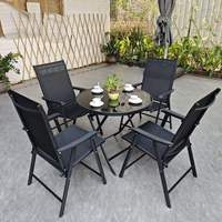 Ensemble de table et de chaises pliantes d'extérieur en métal moderne - Meubles d'extérieur portables, durables et faciles à nettoyer