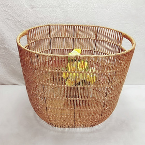 Round Woven Rattan Laundry <b>Basket</b> 20-35L Handmade <b>Storage</b> <b>Basket</b> For Bathroom Hotel Clothes Towel Organizer - Product Image 2