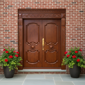 ราคาโรงงาน ประตูไม้จริงบานคู่ สไตล์ชนบทดั้งเดิม สำหรับภายนอก กันน้ำ เป็นมิตรกับสิ่งแวดล้อม เหมาะสำหรับบ้านพักตากอากาศ อพาร์ทเมนท์ บินบิน - Product Image 6