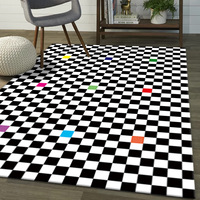 Fashion Rectangle Polyester Checkered Runner Rug Black and White Plaid Rug Indoor