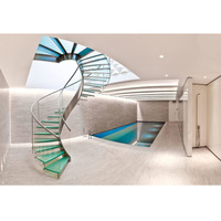 Escalier Prima Stair de luxe pour villa intérieure, marches en verre, rampe en acier trempé, pour piscine, résidence, projet de construction, escalier résidentiel