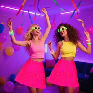 ชุดเดรสผ้าไหมหลากสีสำหรับงานปาร์ตี้ฮาวาย, ชุดเดรสกระโปรงฮาวายยืดหยุ่นขนาด40ซม. สำหรับงานปาร์ตี้งานเต้นรำชายหาด - Product Image 4