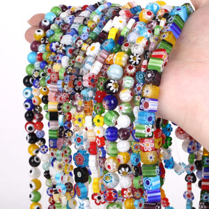 내추럴 비즈 멀티컬러 플랫 램프워크 유리 스톤 스페이서 루즈 비즈: 주얼리 제작, 비즈워크, DIY 팔찌 목걸이용 - Product Image 2