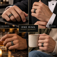Bague de mariage pour homme en carbure de tungstène noir 8 mm avec incrustation feuille d'or et météorite, bijoux personnalisés en gros OEM/ODM