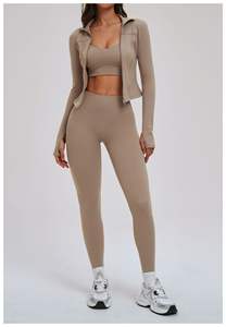 Nouvel ensemble de yoga deux pièces brossé amincissant pour femme, tenue de fitness extensible avec dos stylé pour l'entraînement, la course et le yoga - Product Image 6