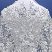 Tissu brodé lourd avec perles et paillettes pour robes de mariée, robes de soirée, rideaux faits main, tissu en dentelle