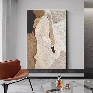 Hand Painted Oil Painting Abstract 3D Texture <b>Wall</b> Art Black <b>Frame</b> Rectangle Modern Minimalist Living Room Entryway Decor - Product Image 4