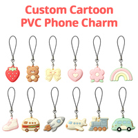 Aangepaste cartoon PVC telefoonhanger zachte rubberen mobiele telefoonkoordje hanger schattig fruit dier transport tas accessoire cadeau groothandel
