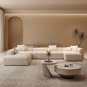 Sofá Modular Seccional en Forma de L de Tela de Terciopelo, Canapé Moderno para Salón - Product Image 1