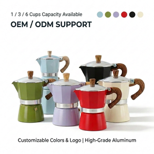 Cafetière expresso Kingze OEM pour cuisinière, 1/3/6 tasses, en aluminium italien, type Moka, à valve unique, portable, pour le camping - Product Image 1