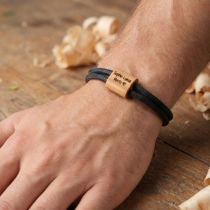 Braccialetto in Legno Personalizzato con Nome e Certificazione CE per <span class=keywords><strong>Uomo</strong></span>, Regalo Personalizzato per la Festa del Papà, San Valentino, Pasqua - Product Image 2