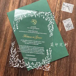 Cartes d'invitation élégantes en acrylique clair, rectangulaires, mariage avec enveloppe, 50 pièces