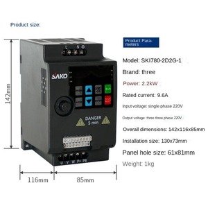 ตัวแปลงความถี่แบบปรับได้สำหรับโหลดต่ำ 0.75 กิโลวัตต์ 1.5 กิโลวัตต์ 2.2 กิโลวัตต์ <span class=keywords><strong>4</strong></span> กิโลวัตต์ 5.5 กิโลวัตต์ 3 เฟส 220 โวลต์ - Product Image 2