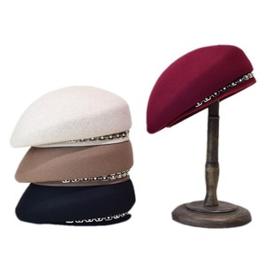 Béret en laine pour femmes et dames, chapeau élégant avec bijoux, chapeaux élégants, nouvelle collection <span class=keywords><strong>2022</strong></span> - Product Image 1
