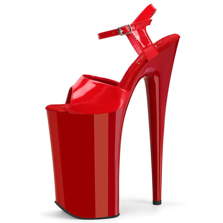 Shiny 26cm Transparent Peep Toe Sexy Fetish Red Bottom Stripper Nightclub Queen 10Inch Exotic Dancer Pole Dance Thin High Heel