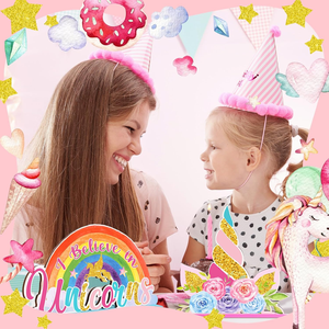 Einhorn Regenbogen 6pcs rosa hölzerne Wand schilder umwelt freundliche Geburtstags feier Tisch dekoration für Mädchen <span class=keywords><strong>Baby</strong></span> Holz Handwerk Foto Requisiten - Product Image 4