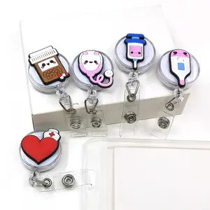 Clip per Badge retrattile personalizzata per ospedale all'ingrosso con Clip da cintura Cute Nurse Doctor Name Tag Card Holder bobine per Badge medici