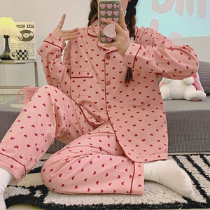 Conjunto de Pijama Feminino Estampado Completo para Primavera: Cardigã Fino de Manga Comprida e Calça Comprida, Ideal para Usar em Casa ou Fora - Product Image 5