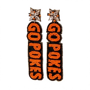 Boucles d'oreilles pendantes LSU Geaux Tigers en forme de fleur, ornées de perles, violet et or, bijoux pour supporters de l'Université de Louisiane, couleur argent - Product Image 2