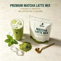 Mélange pour Latte au Matcha BTP en Sachet Doypack PE Recyclable, Design Gaufré, Poudre de Matcha Japonaise Bio Sans Produits Laitiers, Instantanée, 15 Portions