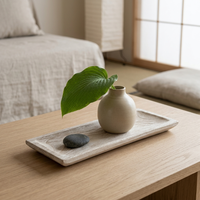 Plateau rectangulaire en bois de paulownia fait main, blanchi, rustique, pour servir, décoration minimaliste de cuisine, bol à fruits pour table basse