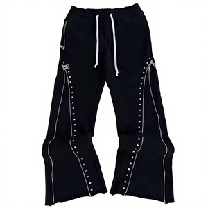 Women's Black <b>Hooded</b> Tracksuit Set Full Zipper Rhinestone Trim Casual Solid Color Autumn Wear - Product Image 3