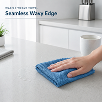 Serviette de nettoyage en microfibre à motif gaufré multi-usages, ultra absorbante, séchage rapide, sans peluches, sans traces, réutilisable, avec bords ondulés